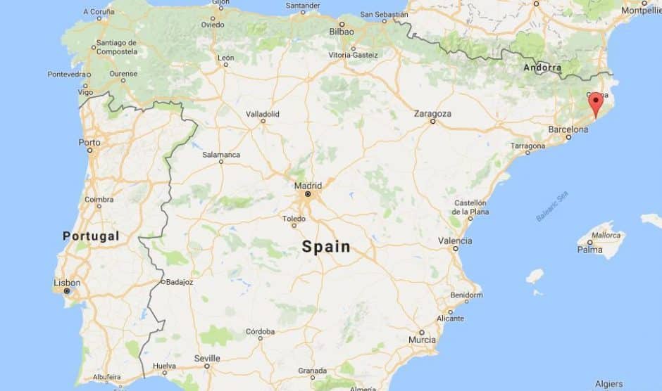  Город Бланес на карте Испании