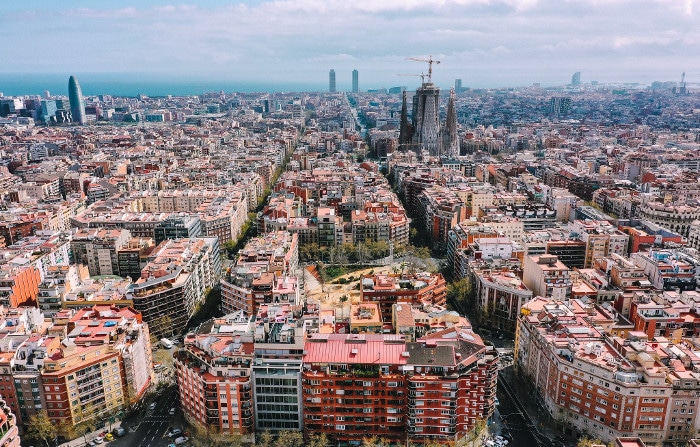 Барселона с высоты в районе Эшампле